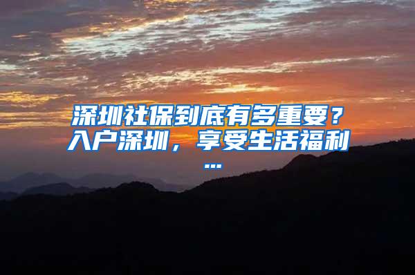 深圳社保到底有多重要？入户深圳，享受生活福利…