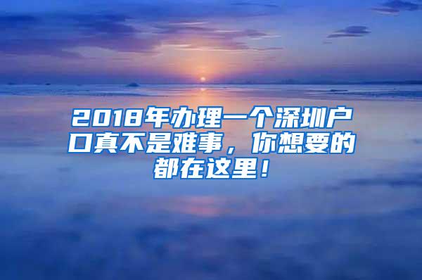 2018年办理一个深圳户口真不是难事，你想要的都在这里！