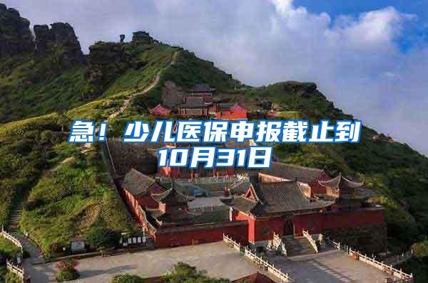急！少儿医保申报截止到10月31日