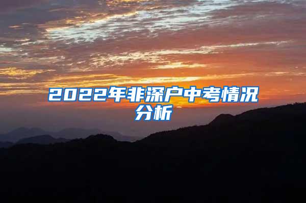 2022年非深户中考情况分析