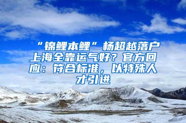 “锦鲤本鲤”杨超越落户上海全靠运气好？官方回应：符合标准，以特殊人才引进