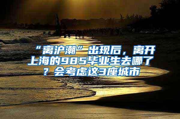 “离沪潮”出现后，离开上海的985毕业生去哪了？会考虑这3座城市