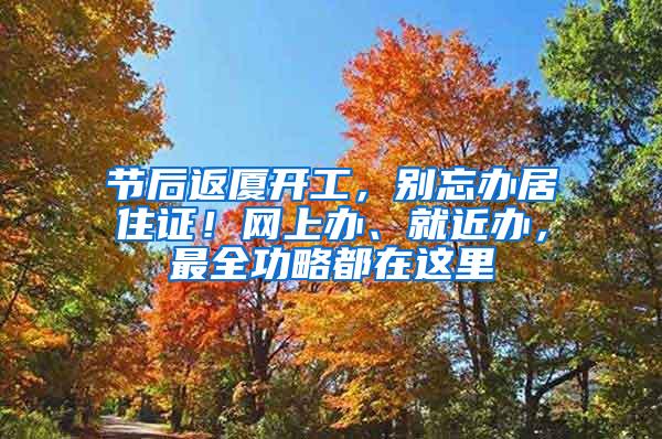 节后返厦开工，别忘办居住证！网上办、就近办，最全功略都在这里