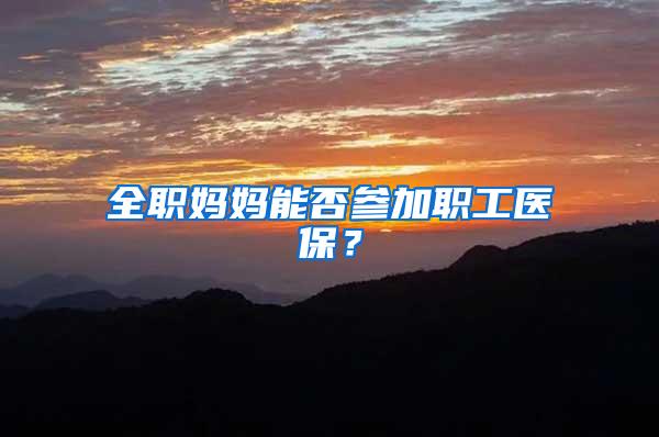 全职妈妈能否参加职工医保？