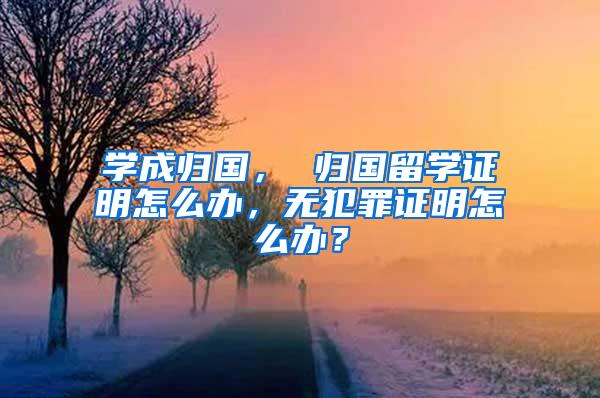 学成归国， 归国留学证明怎么办，无犯罪证明怎么办？