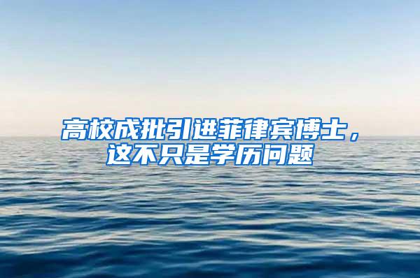 高校成批引进菲律宾博士，这不只是学历问题