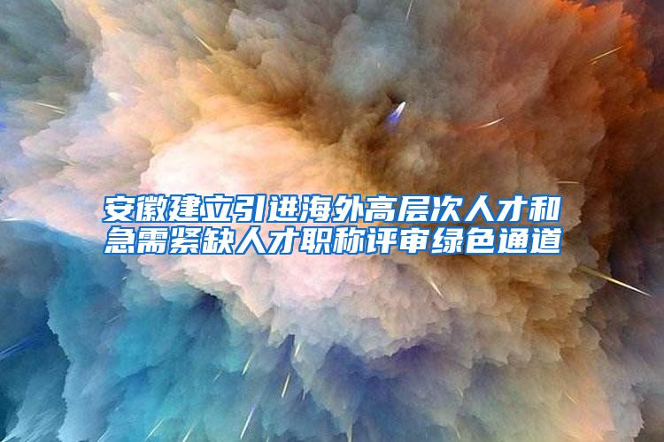 安徽建立引进海外高层次人才和急需紧缺人才职称评审绿色通道
