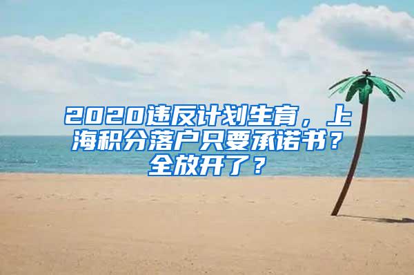 2020违反计划生育，上海积分落户只要承诺书？全放开了？