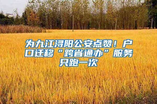 为九江浔阳公安点赞！户口迁移“跨省通办”服务只跑一次