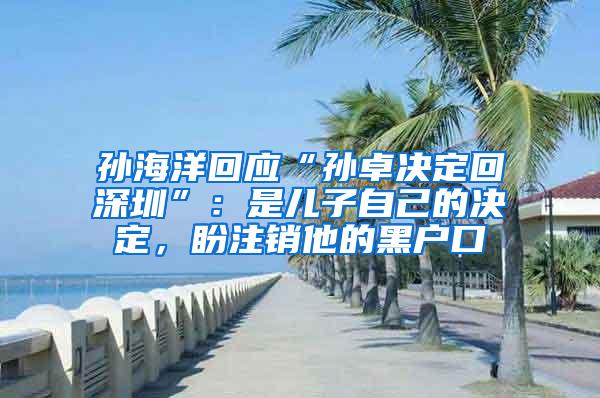 孙海洋回应“孙卓决定回深圳”：是儿子自己的决定，盼注销他的黑户口