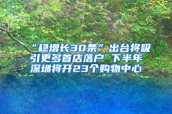 “稳增长30条”出台将吸引更多首店落户 下半年深圳将开23个购物中心