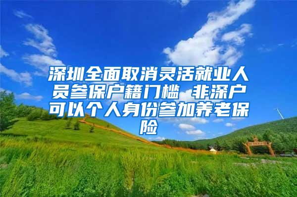 深圳全面取消灵活就业人员参保户籍门槛 非深户可以个人身份参加养老保险
