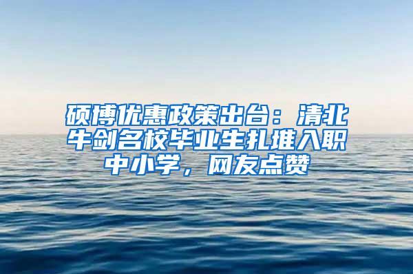 硕博优惠政策出台：清北牛剑名校毕业生扎堆入职中小学，网友点赞