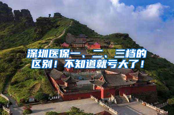 深圳医保一、二、三档的区别！不知道就亏大了！