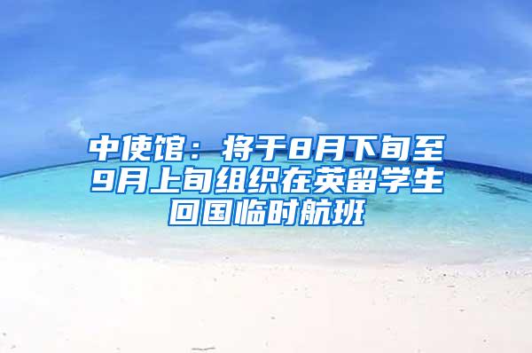 中使馆：将于8月下旬至9月上旬组织在英留学生回国临时航班