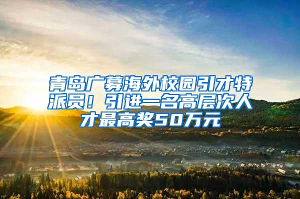 青岛广募海外校园引才特派员！引进一名高层次人才最高奖50万元