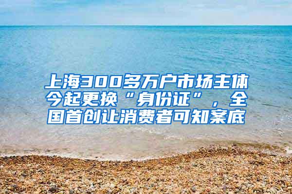 上海300多万户市场主体今起更换“身份证”，全国首创让消费者可知案底