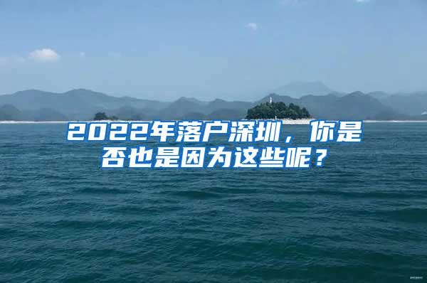 2022年落户深圳，你是否也是因为这些呢？