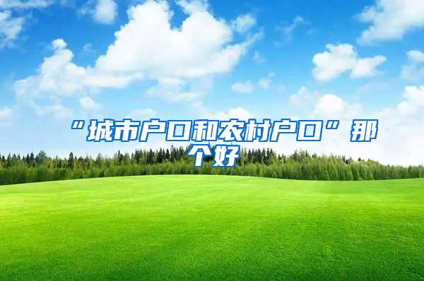 “城市户口和农村户口”那个好