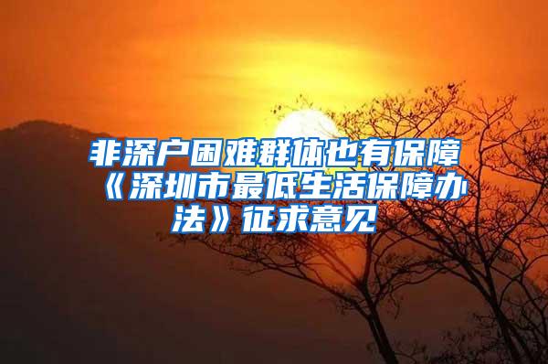 非深户困难群体也有保障《深圳市最低生活保障办法》征求意见