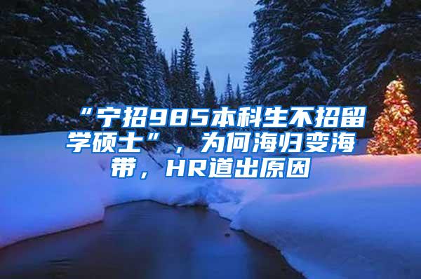 “宁招985本科生不招留学硕士”，为何海归变海带，HR道出原因