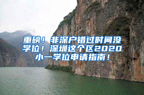 重磅！非深户错过时间没学位！深圳这个区2020小一学位申请指南！