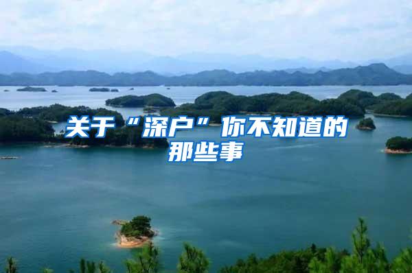关于“深户”你不知道的那些事