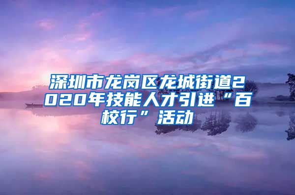 深圳市龙岗区龙城街道2020年技能人才引进“百校行”活动