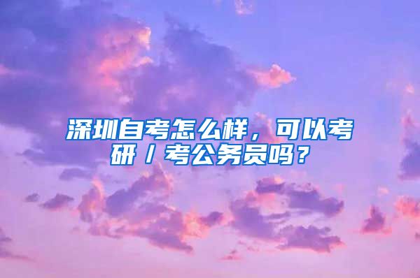 深圳自考怎么样，可以考研／考公务员吗？