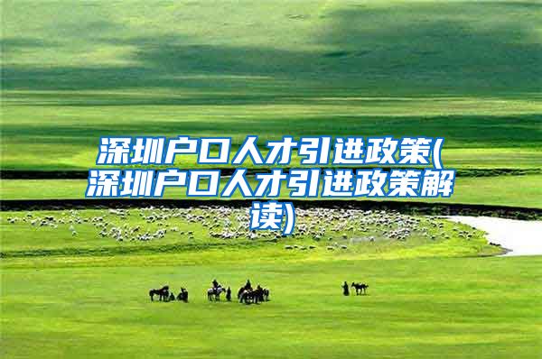 深圳户口人才引进政策(深圳户口人才引进政策解读)