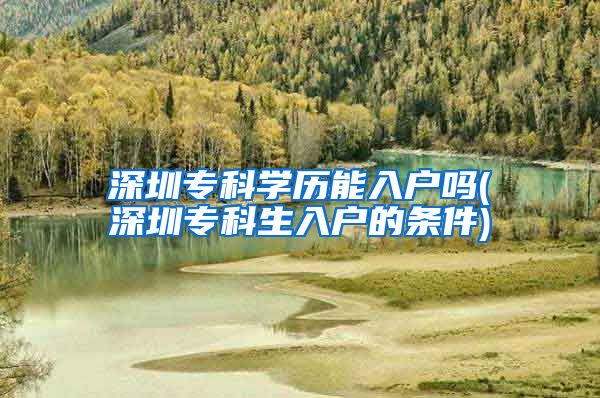 深圳专科学历能入户吗(深圳专科生入户的条件)
