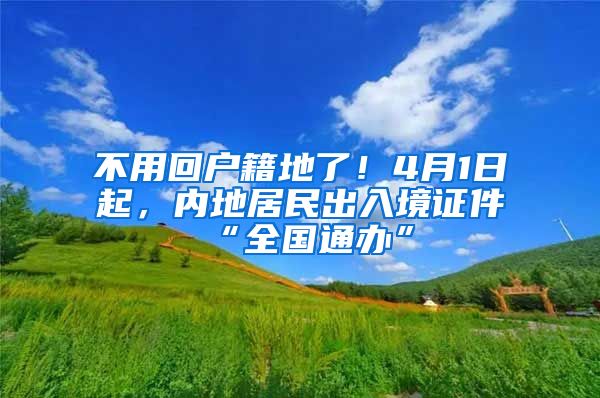 不用回户籍地了！4月1日起，内地居民出入境证件“全国通办”