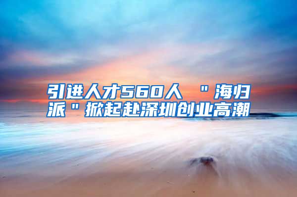 引进人才560人 ＂海归派＂掀起赴深圳创业高潮