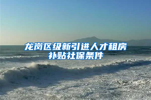 龙岗区级新引进人才租房补贴社保条件