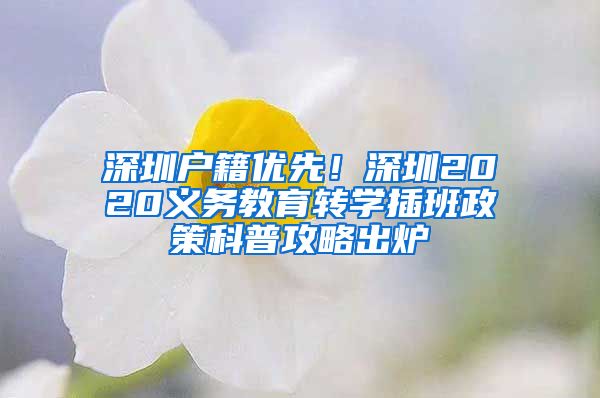 深圳户籍优先！深圳2020义务教育转学插班政策科普攻略出炉