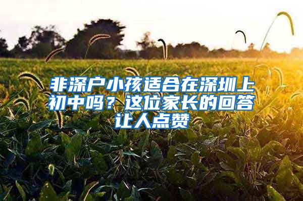 非深户小孩适合在深圳上初中吗？这位家长的回答让人点赞