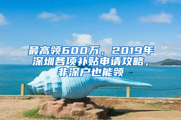 最高领600万，2019年深圳各项补贴申请攻略，非深户也能领