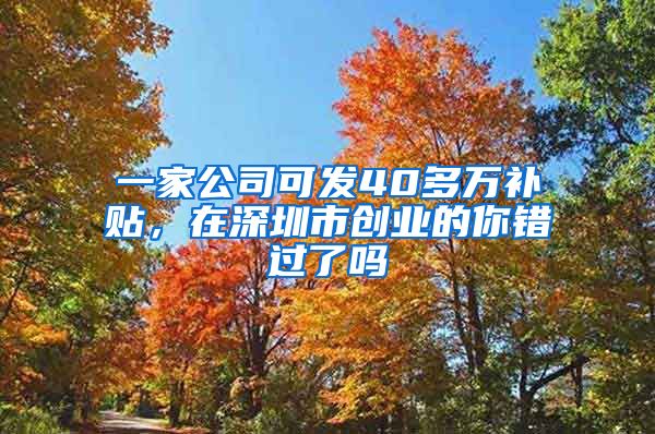 一家公司可发40多万补贴，在深圳市创业的你错过了吗