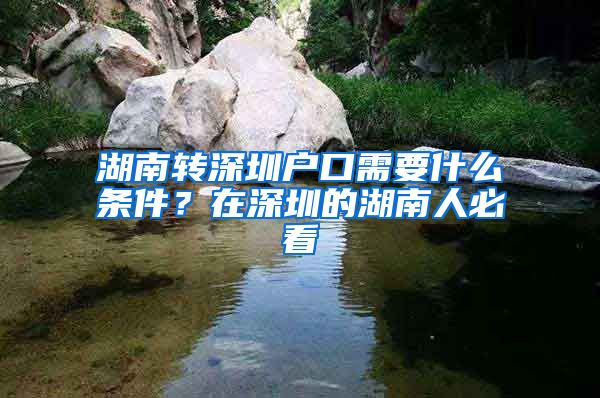 湖南转深圳户口需要什么条件？在深圳的湖南人必看