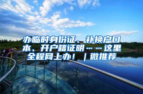 办临时身份证、补换户口本、开户籍证明……这里全程网上办！｜微推荐