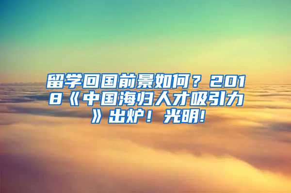 留学回国前景如何？2018《中国海归人才吸引力》出炉！光明!
