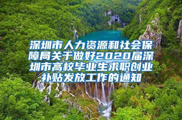 深圳市人力资源和社会保障局关于做好2020届深圳市高校毕业生求职创业补贴发放工作的通知