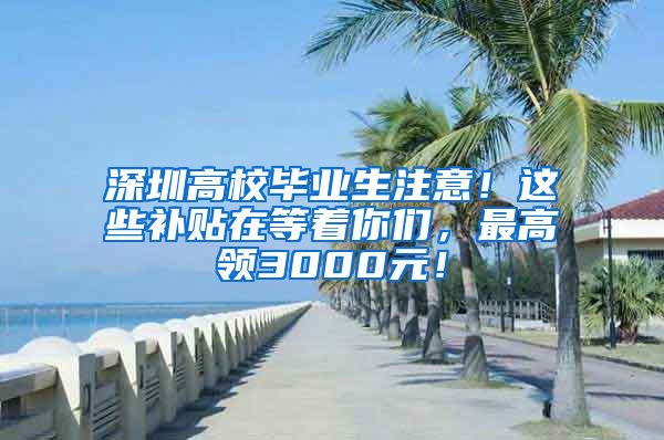 深圳高校毕业生注意！这些补贴在等着你们，最高领3000元！