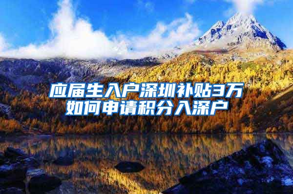应届生入户深圳补贴3万如何申请积分入深户
