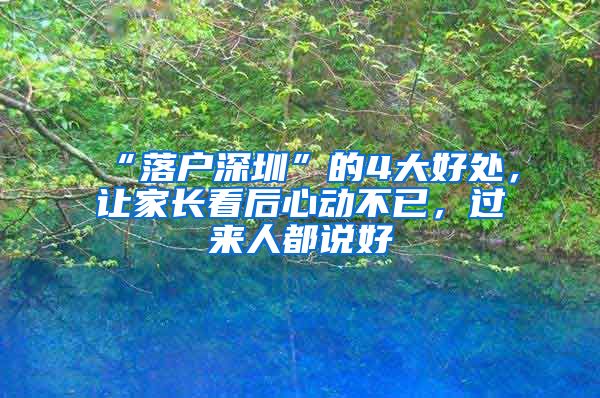 “落户深圳”的4大好处，让家长看后心动不已，过来人都说好
