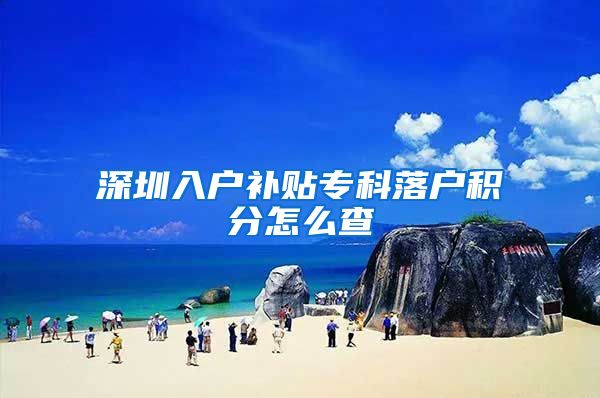 深圳入户补贴专科落户积分怎么查