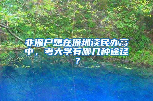 非深户想在深圳读民办高中，考大学有哪几种途径？