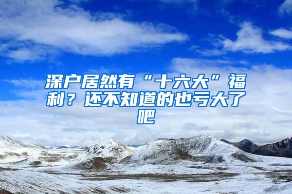 深户居然有“十六大”福利？还不知道的也亏大了吧