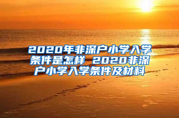 2020年非深户小学入学条件是怎样 2020非深户小学入学条件及材料