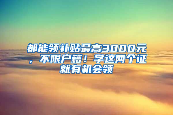 都能领补贴最高3000元，不限户籍！学这两个证就有机会领